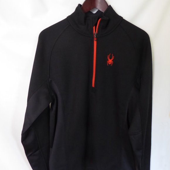 SPYDER BRAND LONG SLEEVE MENS BLACK ¾ ZIPPER LONG SLEEVE JACKET (NEW WITH TAGS) - Picture 1 of 13